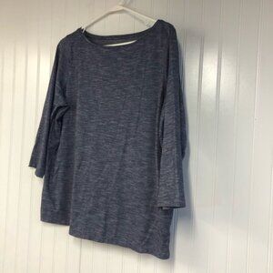 Talbots Women's Navy Blue Round Neck 3/4 Sleeve Top 1X